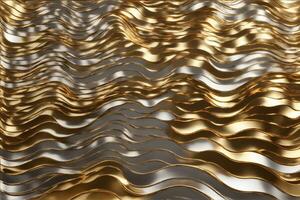 Metal Wavy Background, Metallic Wavy Background, Gold Metallic Liquid Wallpaper, Liquid Metal Background, AI Generative photo