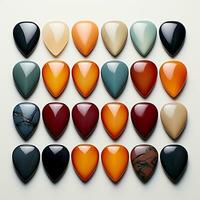 a bunch of different color guitar picks on white AI Generative photo