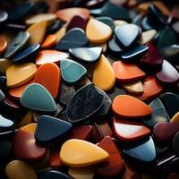 A bunch of guitar picks with many different colors AI Generative photo