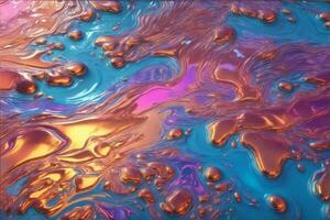 Holographic Liquid Paint Wallpaper, Holographic Liquid Paint Background, Holographic Background, AI Generative photo