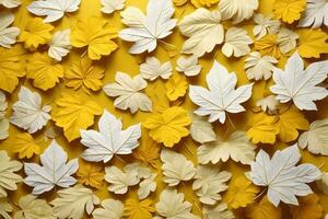 Yellow and white Leaves Background, Leaves Background, Leaves Wallpaper, AI Generative photo