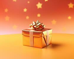 3D Render of Christmas Present on Colorful Background. photo