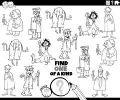 one of a kind game with cartoon scientists coloring page vector