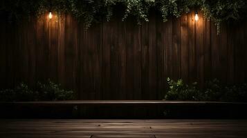 holiday dark wood outdoor background ai generated photo