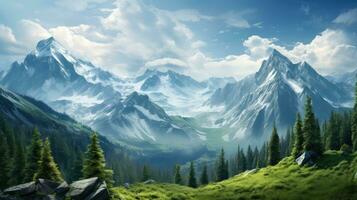 majestic blue view forest landscape ai generated photo
