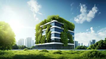 modern business building nature background ai generated photo