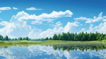 background nature heaven pond landscape ai generated photo