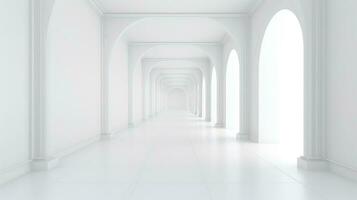 empty white wall corridor background ai generated photo