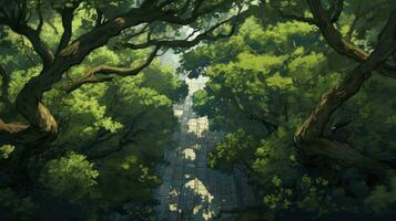 above overhead tree border top view ai generated photo