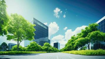 modern business building nature background ai generated photo