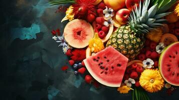 summer lay abstract top view Abstract Fruit photo