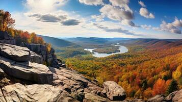 scenic fall rock panorama landscape ai generated photo