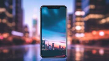 using blur phone city background ai generated photo
