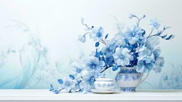 texture blue flower background elegant ai generated photo