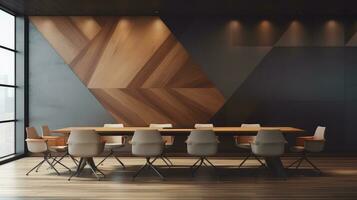 interior abstract office wooden background ai generated photo