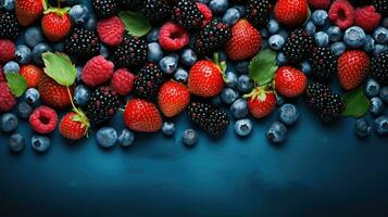 background natural food blue top view ai generated photo
