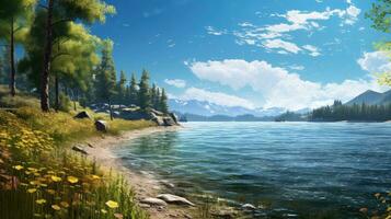 nature water environment sunny landscape ai generated photo