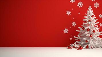 Joyful Christmas Red Background with Ample Copy Space, AI Generative photo