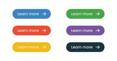 Learn More button set. Learn more web site button vector