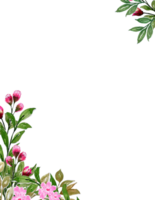 aquarelle Cadre clipart. floral Cadre avec rose fleur et feuilles branches main peint png