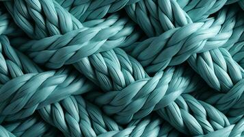 Intertwined strands of cerulean rope form a tight knot, embodying the chaotic beauty of strength and fragility, AI Generative photo