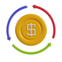 3d illustration of money circulation icon png