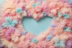 Pastel Fluffy Heart Wallpaper, Fluffy Heart Texture Background, Fur Texture, Fluffy Fur Background, AI Generative photo