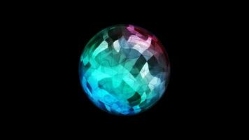 Abstract multicolored rainbow energy sphere transparent round bright glowing, magical abstract background. Video 4k, motion design