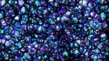 3d render of abstract art video animation 3d background with surreal motion moving festive wavy party balls sphere particles liquid substance in blue purple gradient color