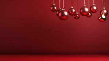 Joyful Christmas Red Background with Ample Copy Space, AI Generative photo