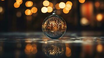 Festive Scenes in Shiny Bauble Reflections A Holiday Delight, AI Generative photo