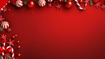 alegre Navidad rojo antecedentes con amplio Copiar espacio, ai generativo foto
