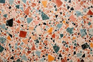 Colorful Terrazzo Texture, Multicolor Terrazzo Texture Background, Terrazzo Mosaic Tiles, Terrazzo Marble Background, AI Generative photo