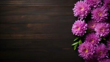 aster asteraceae en madera antecedentes con Copiar espacio, ai generativo foto