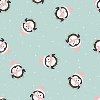 Christmas seamless pattern with penguins and christmas tree balls. Print for wrapping paper, pattern fills, winter greetings, web page background, Christmas and New Year greeting cards vector