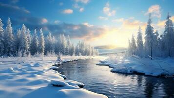 Winter Wonderland the Serene Beauty of Snowy Landscapes, AI Generative photo