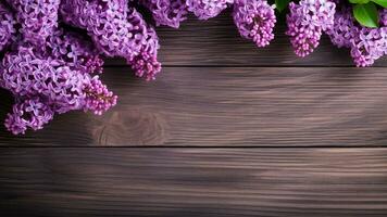 Lilac Flower on Wood Background Floral Photography, AI Generative photo