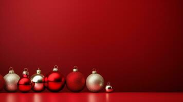 Joyful Christmas Red Background with Ample Copy Space, AI Generative photo