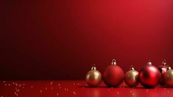 Joyful Christmas Red Background with Ample Copy Space, AI Generative photo