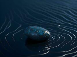 A few pebbles on the surface of gently rippling blue water ai generate photo