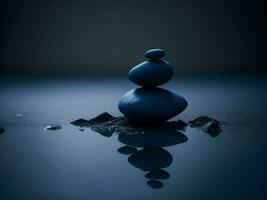 A few pebbles on the surface of gently rippling blue water ai generate photo