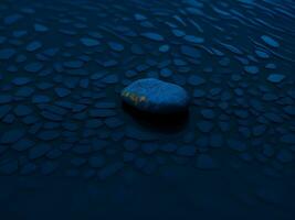 A few pebbles on the surface of gently rippling blue water ai generate photo