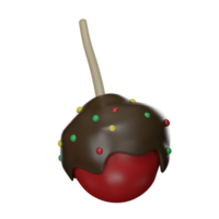 Chocolate Dipped Apples Recipe Apples of celebration icon in cartoon illustration isolated on transparent background PNG 3d rendering.