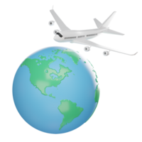 luft resa. passagerare plan och jorden. företag flyg. på isolerat element på vit transparent bakgrund illustration png 3d tolkning.