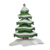 snowing minimal christmas tree set cartoon icon illustration isolated on transparent background PNG 3D rendering