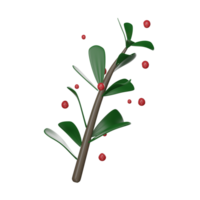 fröhlich Weihnachten auf Zweig, dekorieren Symbol im Karikatur Illustration isoliert auf transparent Hintergrund png 3d Wiedergabe.