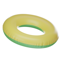 Yellow green Safety Inflatable Rubber Ring for summer Isolated On  isolated elements  on white transparent background Illustration PNG 3D Rendering.