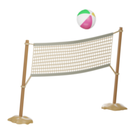 volleyboll netto spelar på de strand i de sommar på isolerat element på vit transparent bakgrund illustration png 3d tolkning.