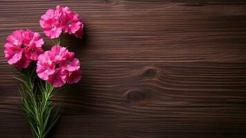 Sweet William Flower on Wooden Background with Copy Space, AI Generative photo