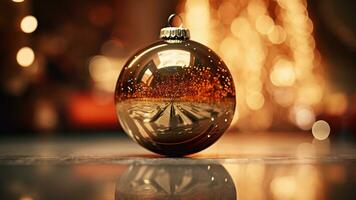 Festive Scenes in Shiny Bauble Reflections A Holiday Delight, AI Generative photo